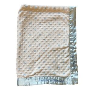 Carters Just One You Mommy's Little Man Blue White Satin‎ Star Dot Baby Blanket